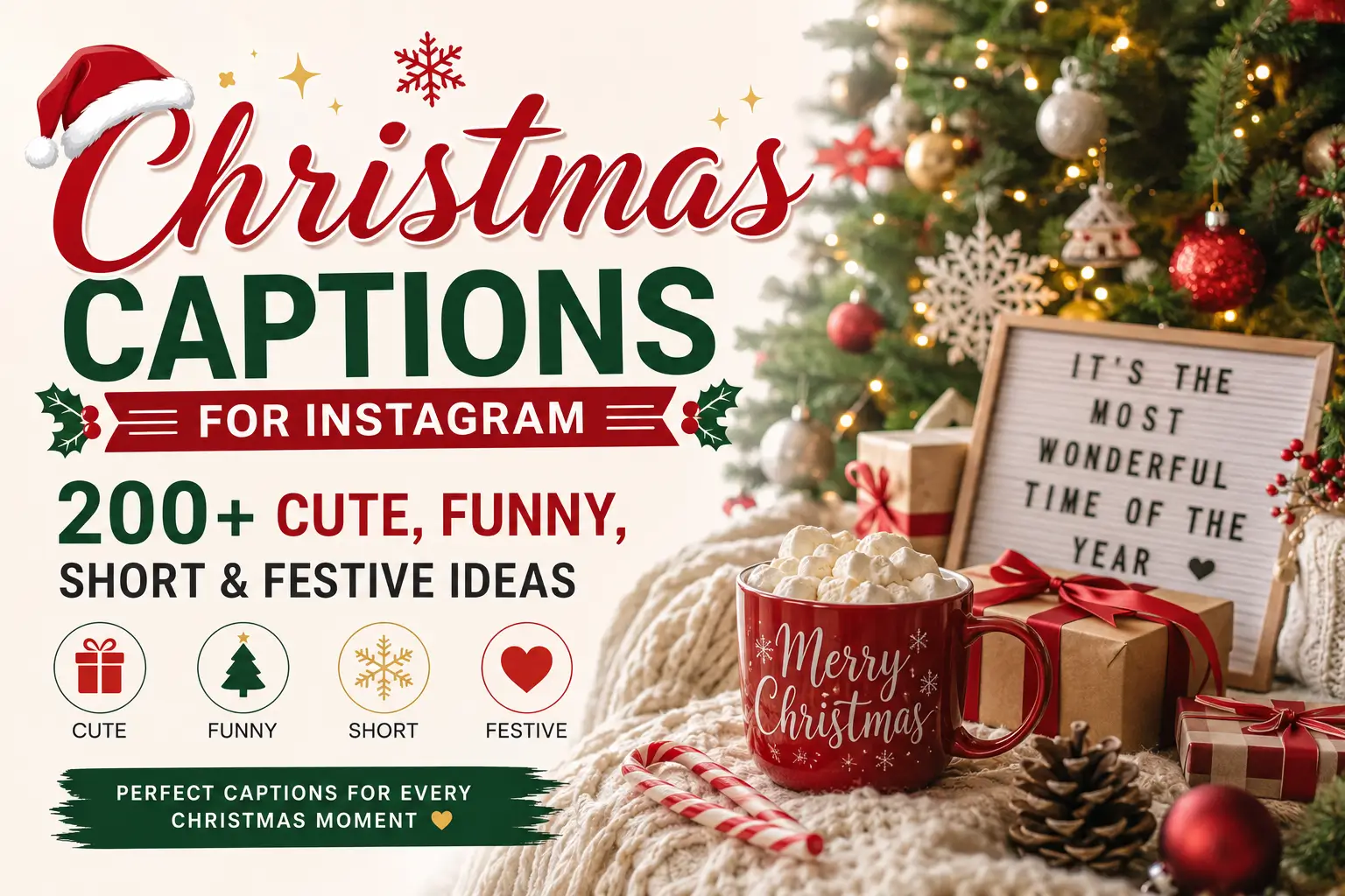 Christmas Captions for Instagram with cute, funny, short and festive ideas