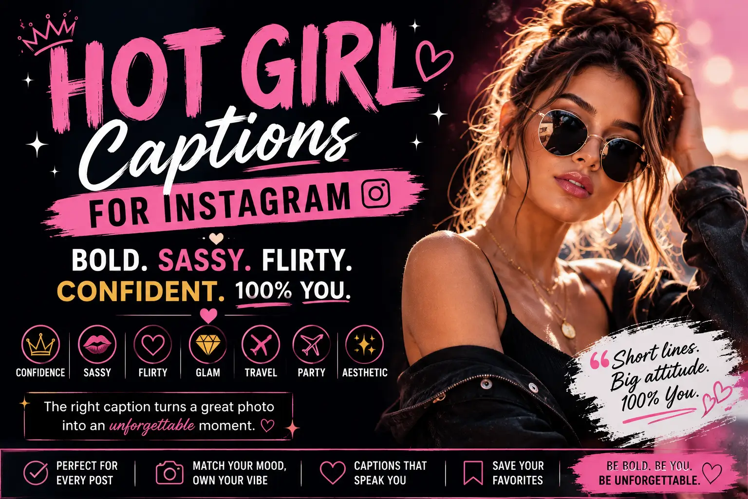 Hot Girl Captions for Instagram – bold, sassy, flirty and confident caption ideas