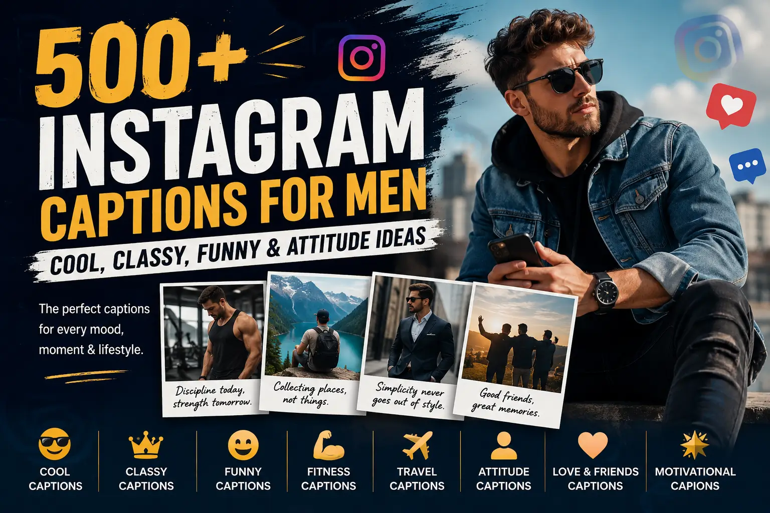 500+ Instagram Captions for Men – Cool, Classy, Funny & Attitude Ideas
