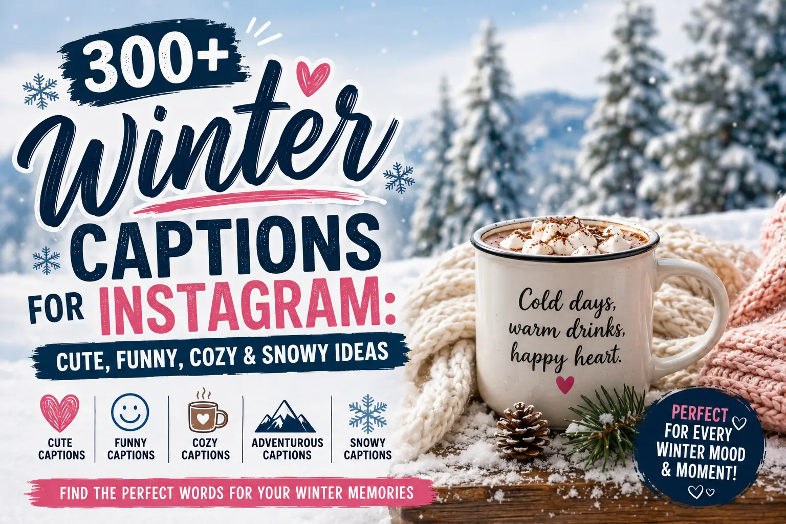 300+ winter captions for Instagram with cute, funny, cozy, and snowy ideas