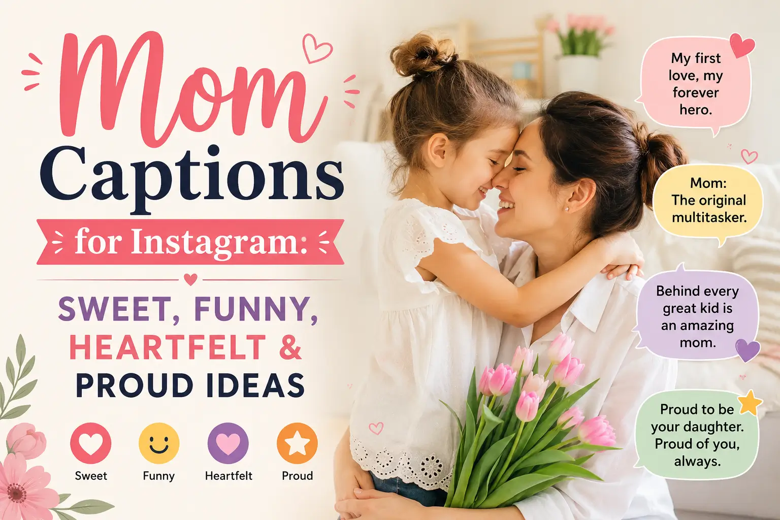 Mom Captions for Instagram with sweet, funny, heartfelt, and proud caption ideas
