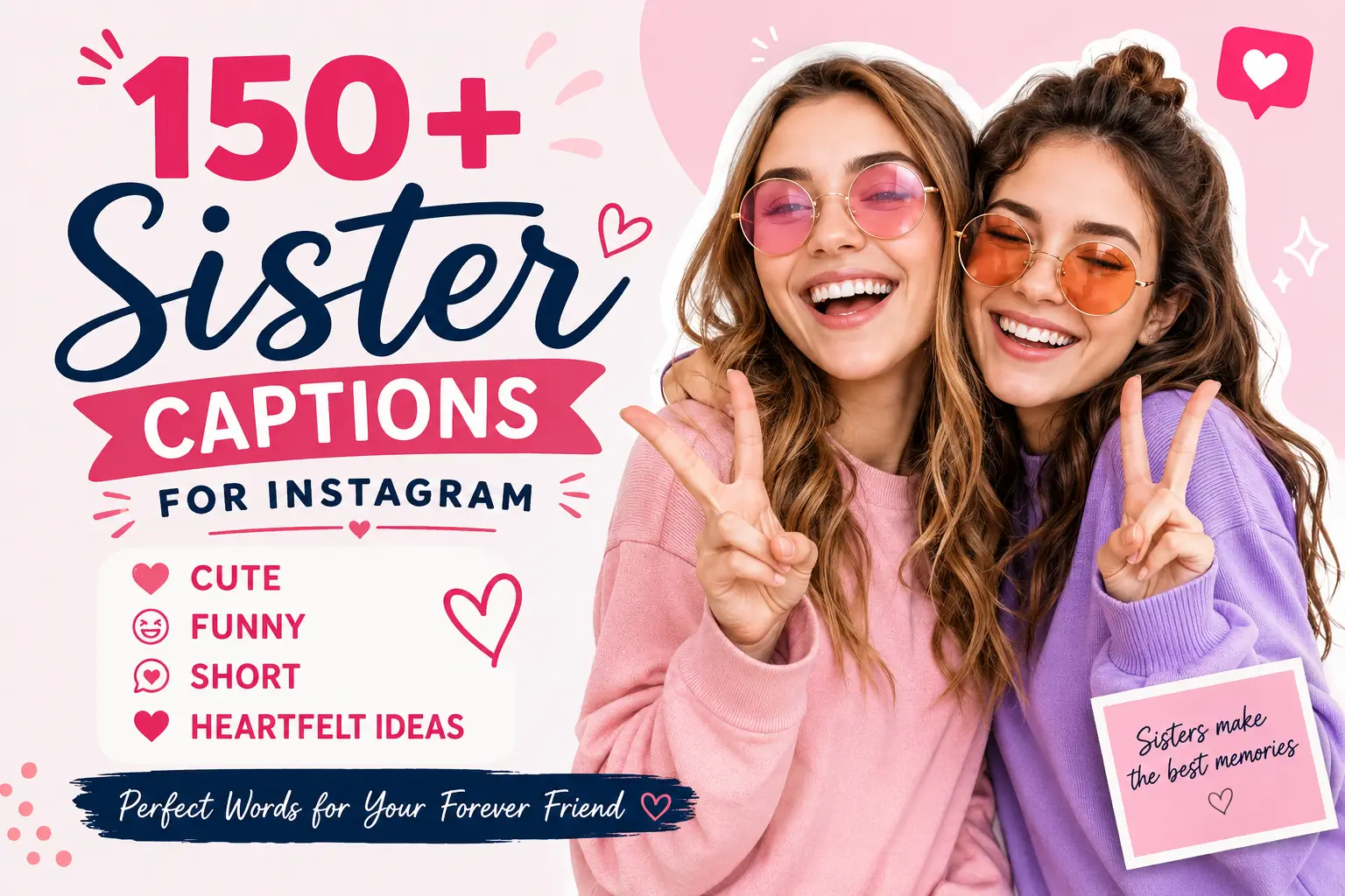 150+ sister captions for Instagram with cute, funny, short, and heartfelt ideas