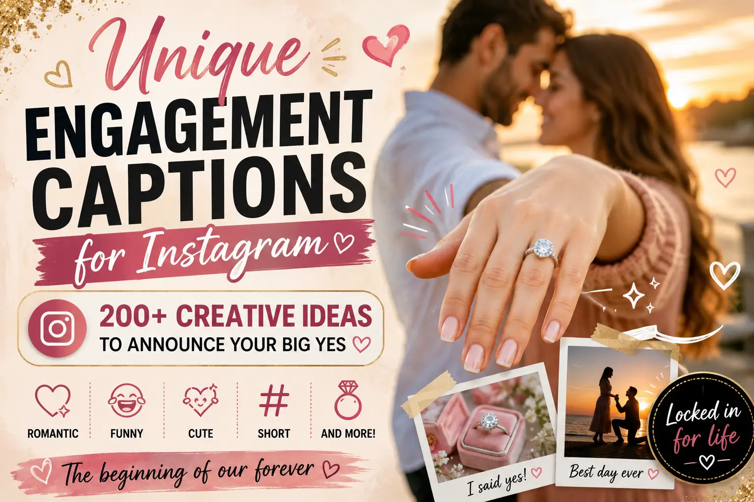 Engagement Instagram Captions with cute and romantic ideas for couples