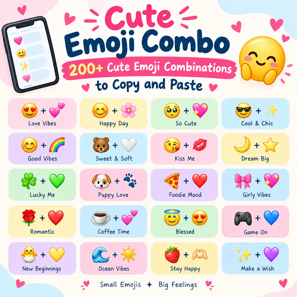 Cute emoji combo with 200+ cute emoji combinations to copy and paste