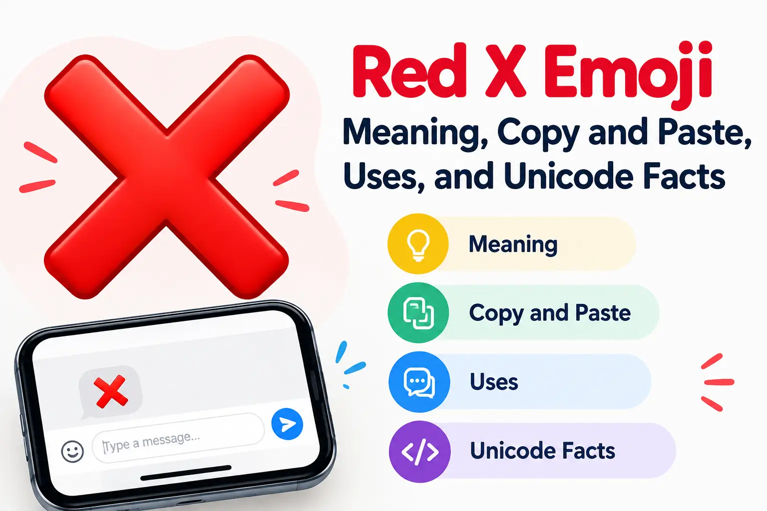 Red X emoji ❌ meaning, copy and paste, uses, and Unicode facts