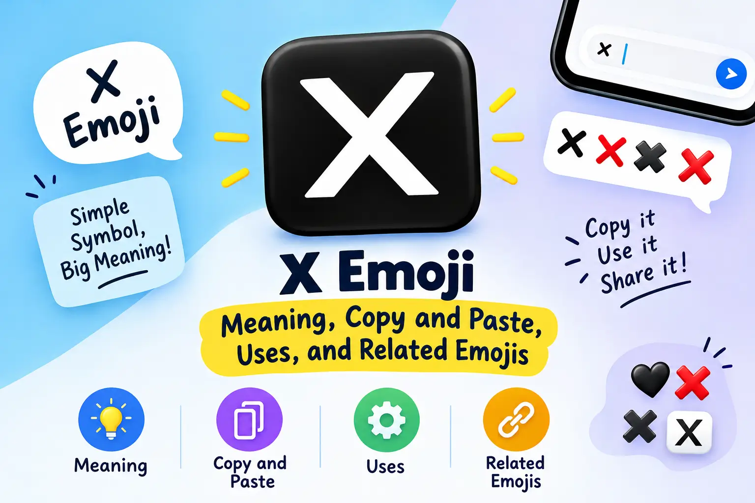 X Emoji meaning, copy and paste symbol, uses, and related emojis guide